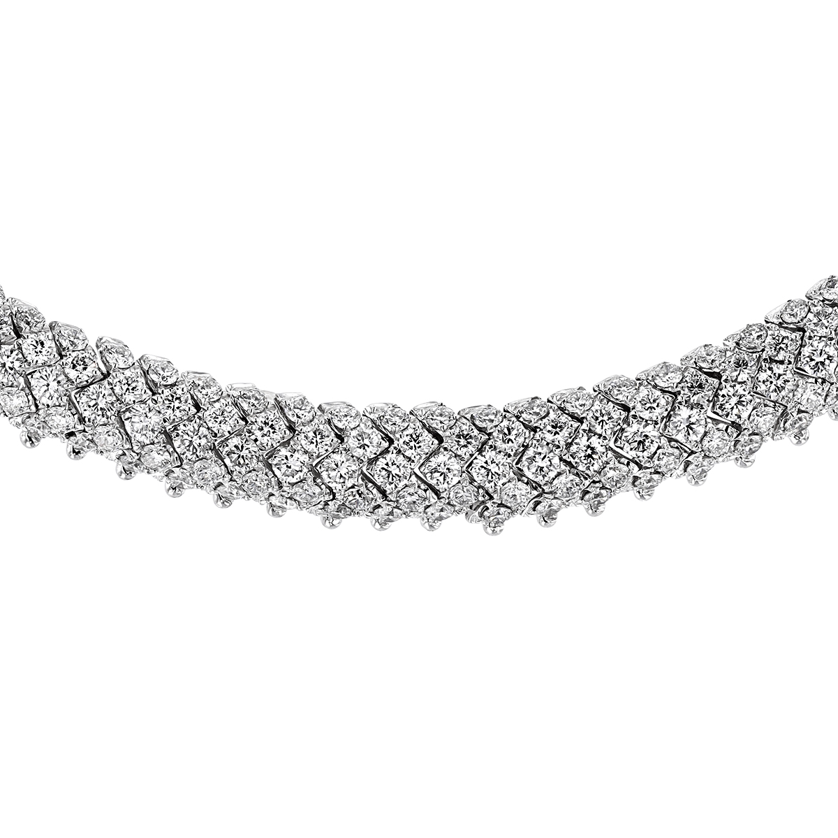 Diamond Pavé Snake Collar Necklace in White Gold, 16