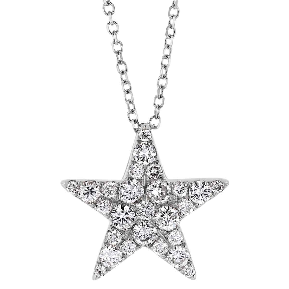 Diamond Pavé Star Pendant in White Gold, 18