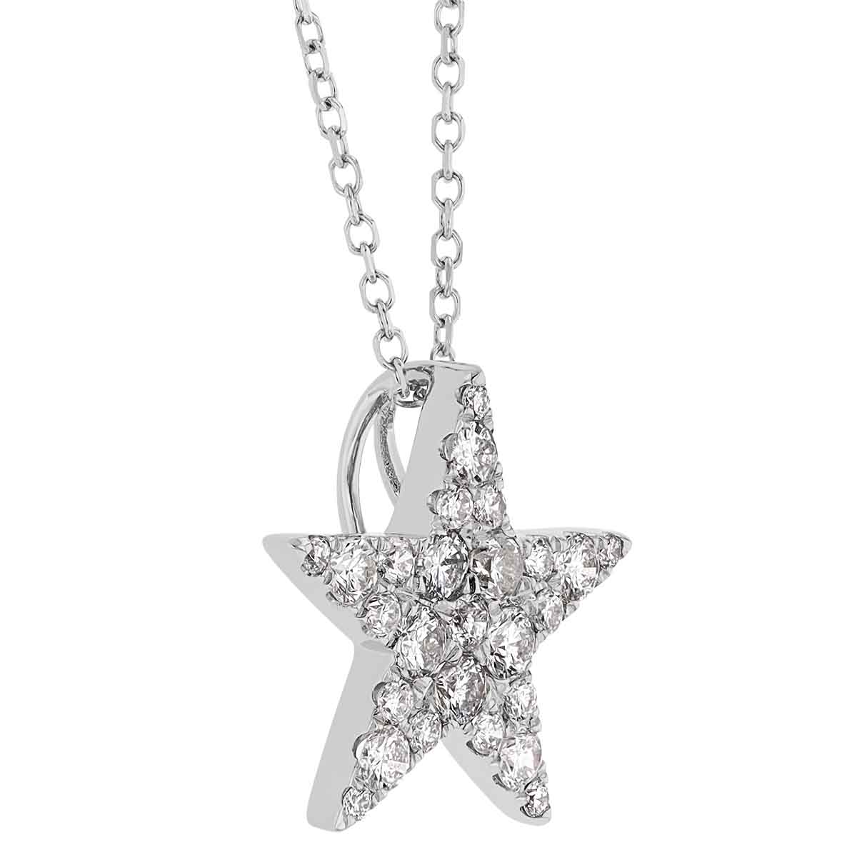 Diamond Pavé Star Pendant in White Gold, 18