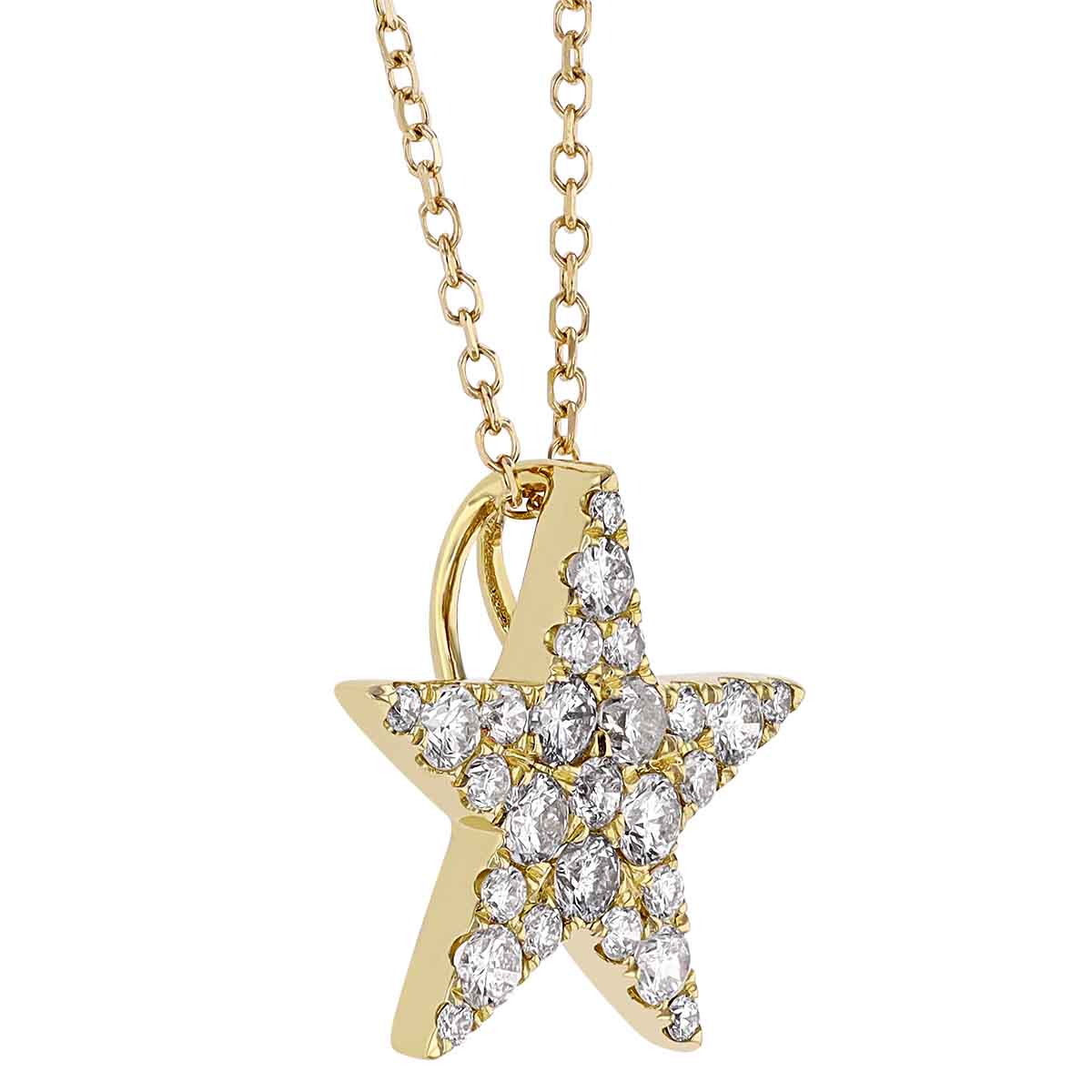 Diamond Pavé Star Pendant in Yellow Gold, 18