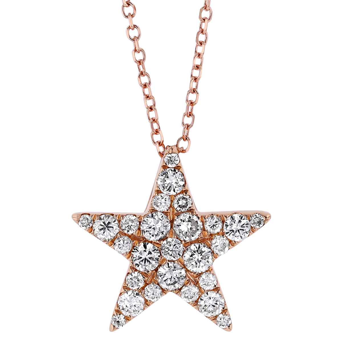 Diamond Pavé Star Pendant in Rose Gold, 16