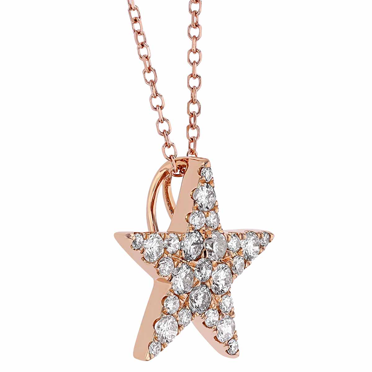 Diamond Pavé Star Pendant in Rose Gold, 16