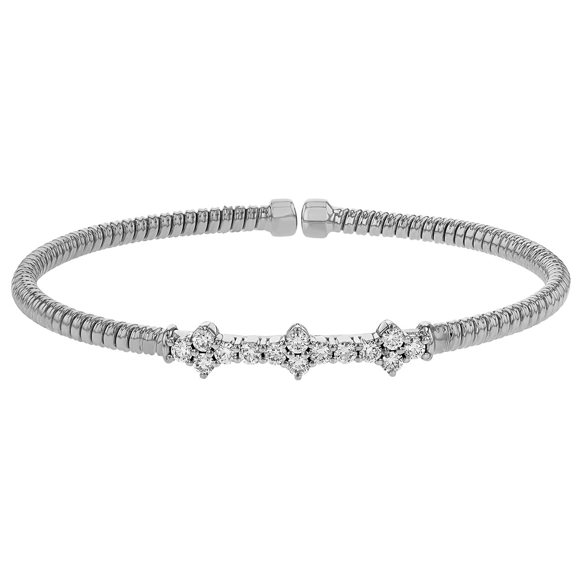 White Gold Cuff Bracelet with Diamond Cluster Accent Borsheims