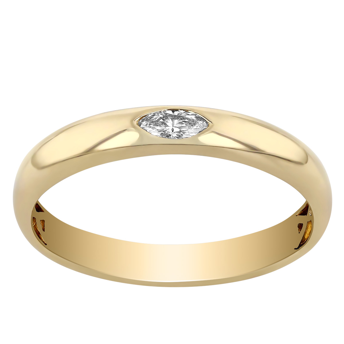 Yellow Gold Band with Flush Set Marquise Diamond