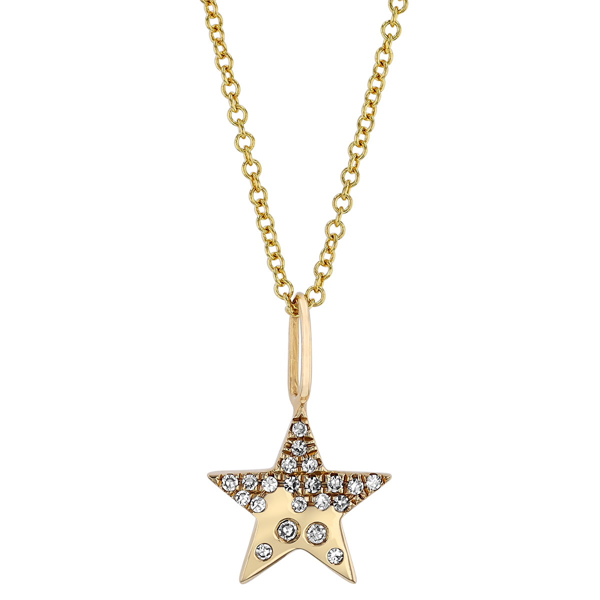 Diamond Scatter Pavé Star Pendant in Yellow Gold, 18
