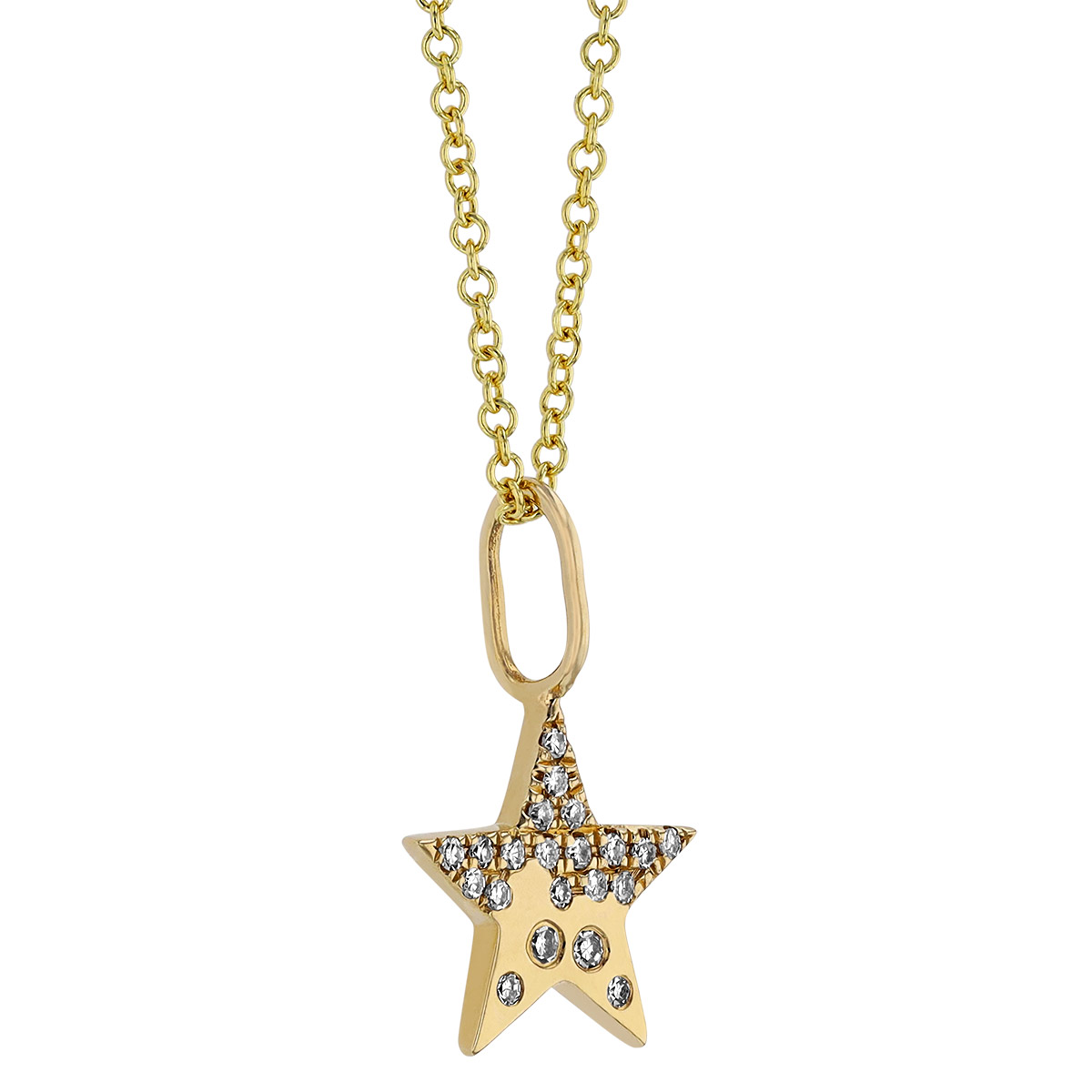 Diamond Scatter Pavé Star Pendant in Yellow Gold, 18