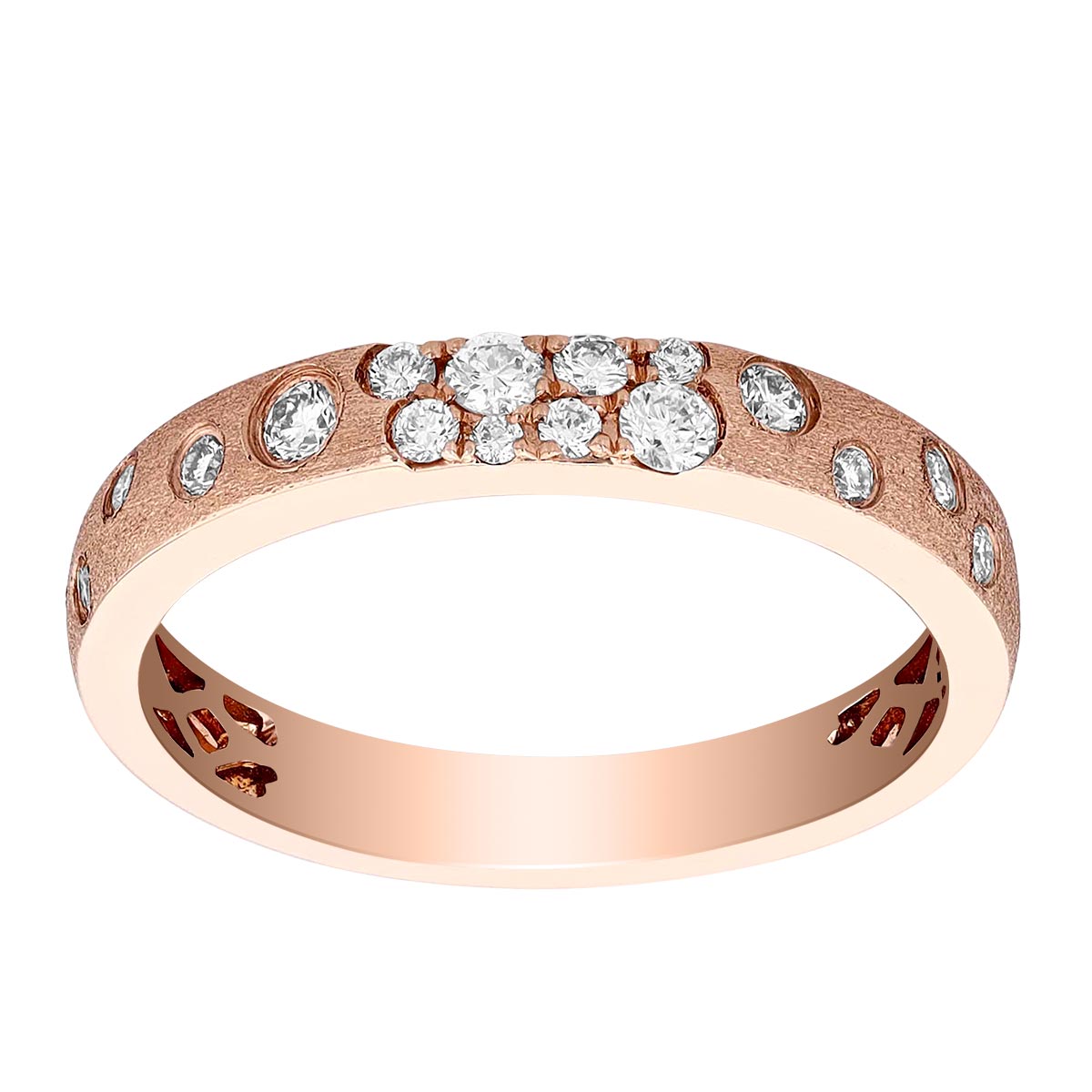 Diamond Flush Set Scatter Band in Matte Rose Gold