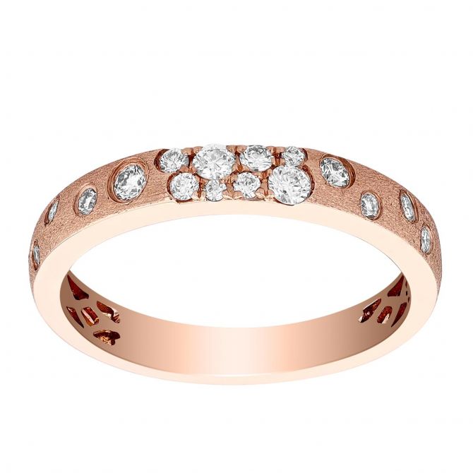 Diamond Flush Set Scatter Band in Matte Rose Gold