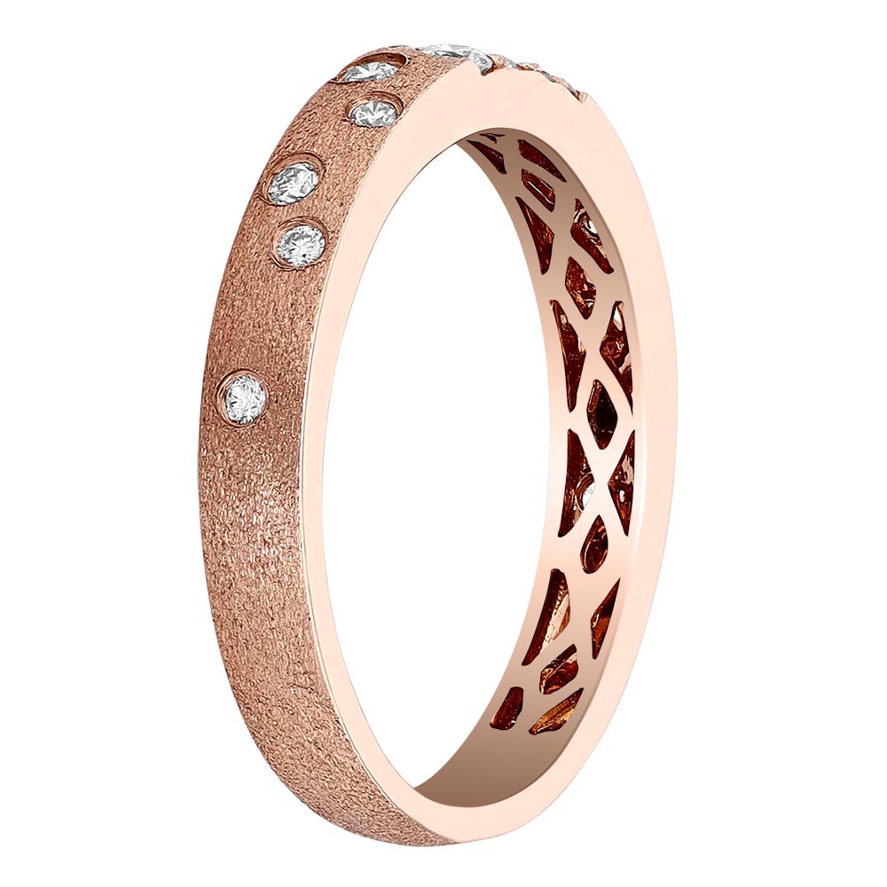 Diamond Flush Set Scatter Band in Matte Rose Gold