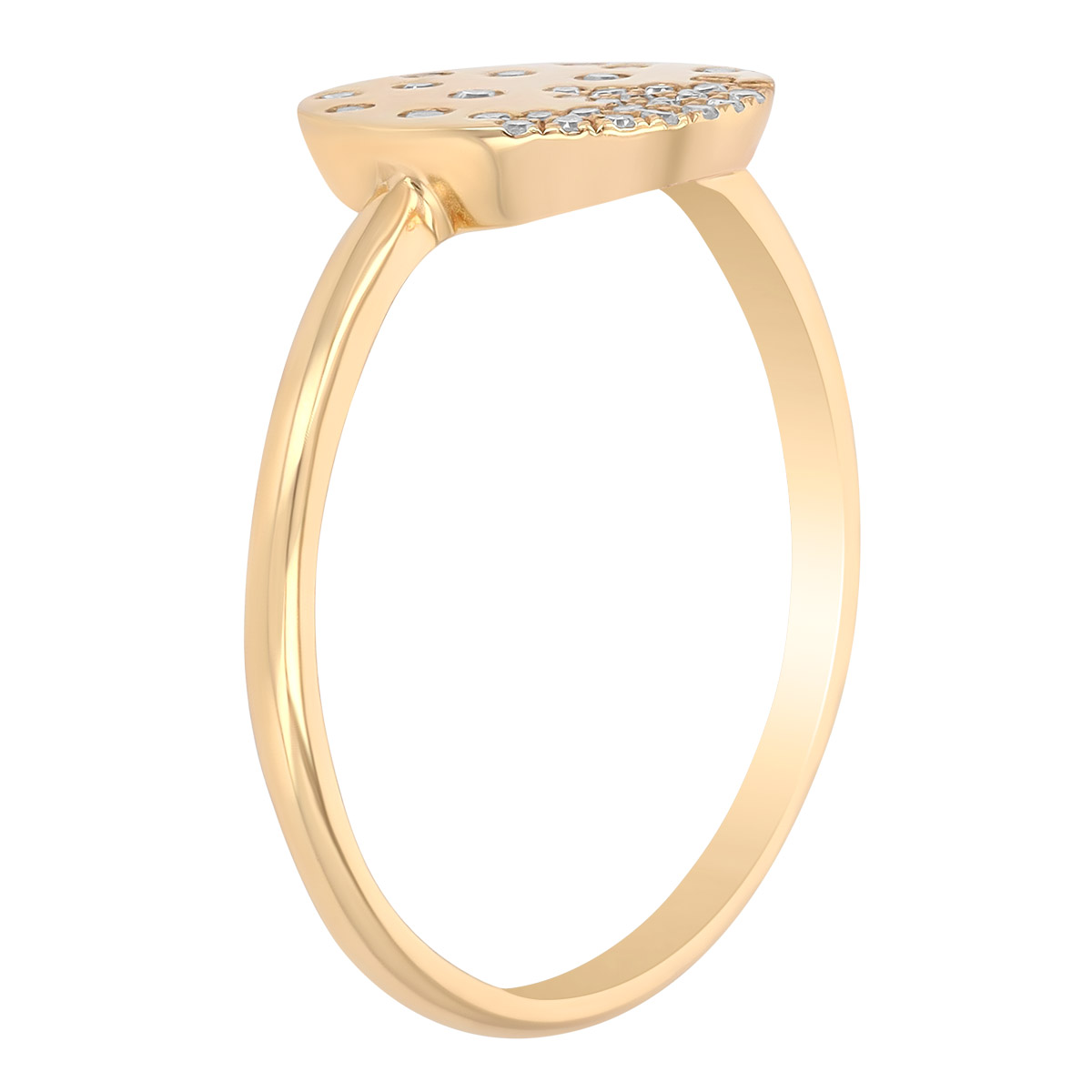 Flush Set Scattered Diamond Disc Ring in Yellow Gold