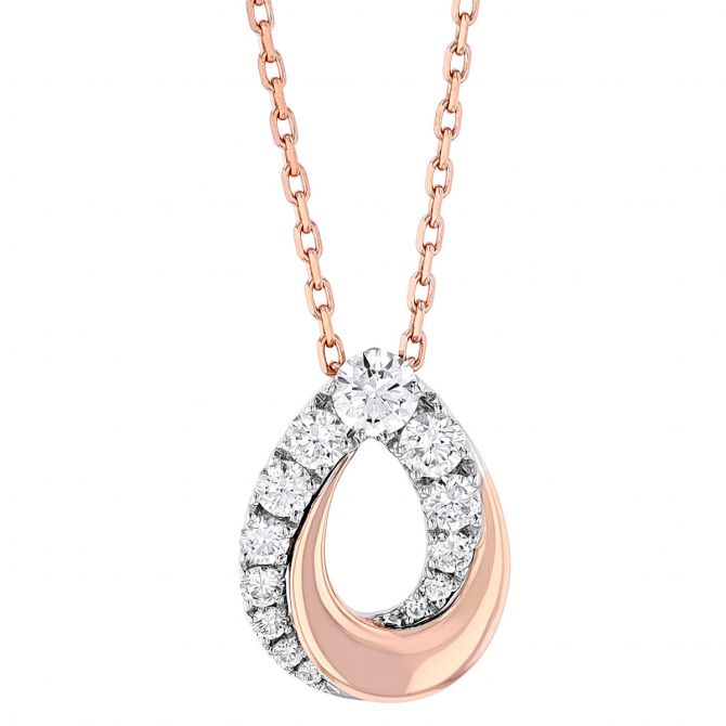 Frederic Sage Diamond Swirled Teardrop Pendant in Rose & White Gold, 18"