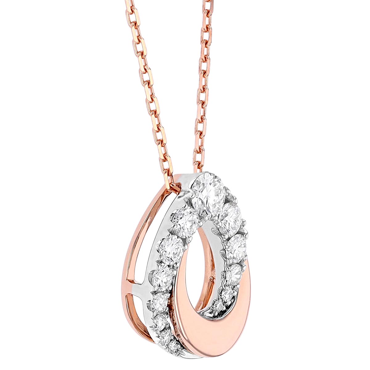 Frederic Sage Diamond Swirled Teardrop Pendant in Rose & White Gold, 18