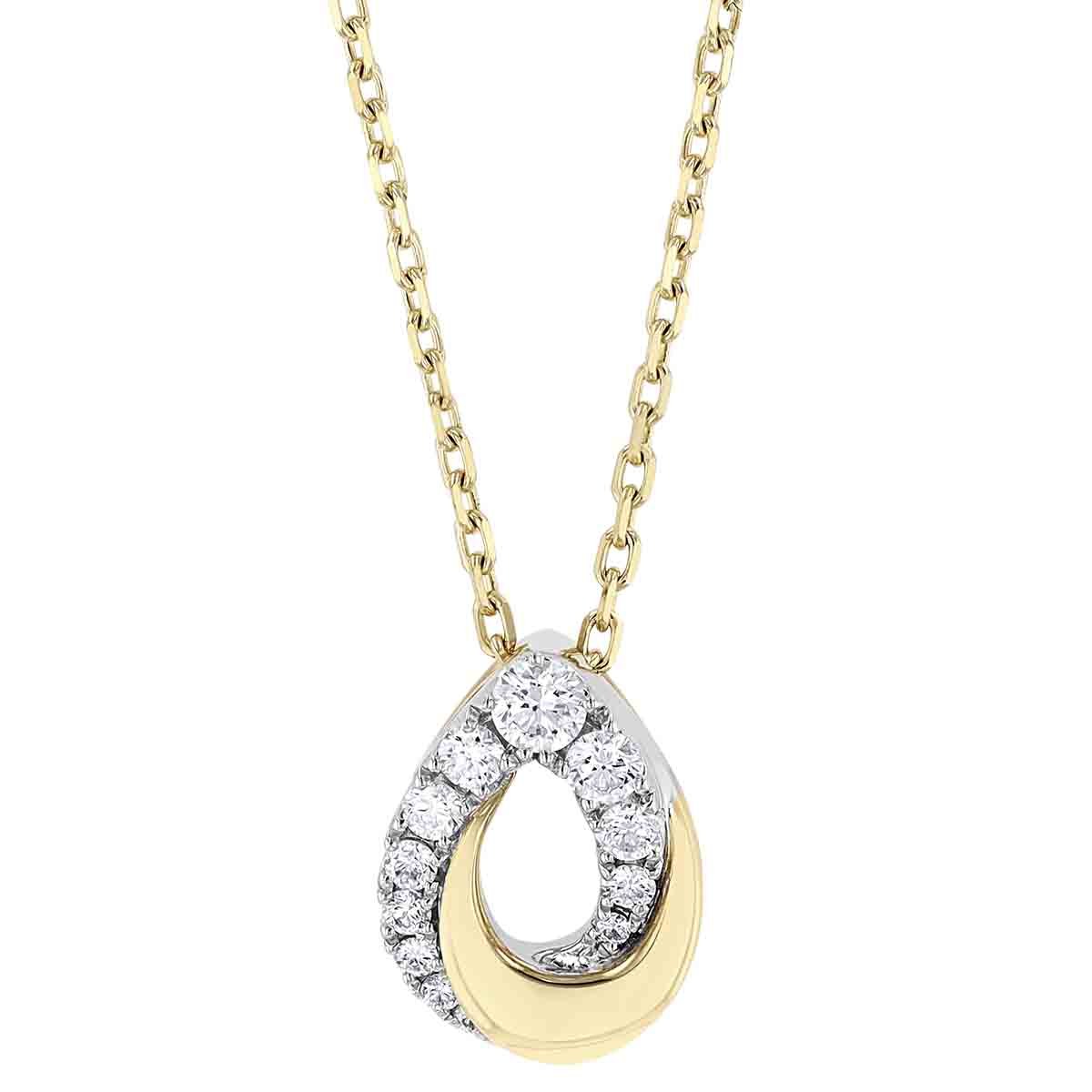 Frederic Sage Deco Diamond Pear Shaped Pendant in Two Tone, 18