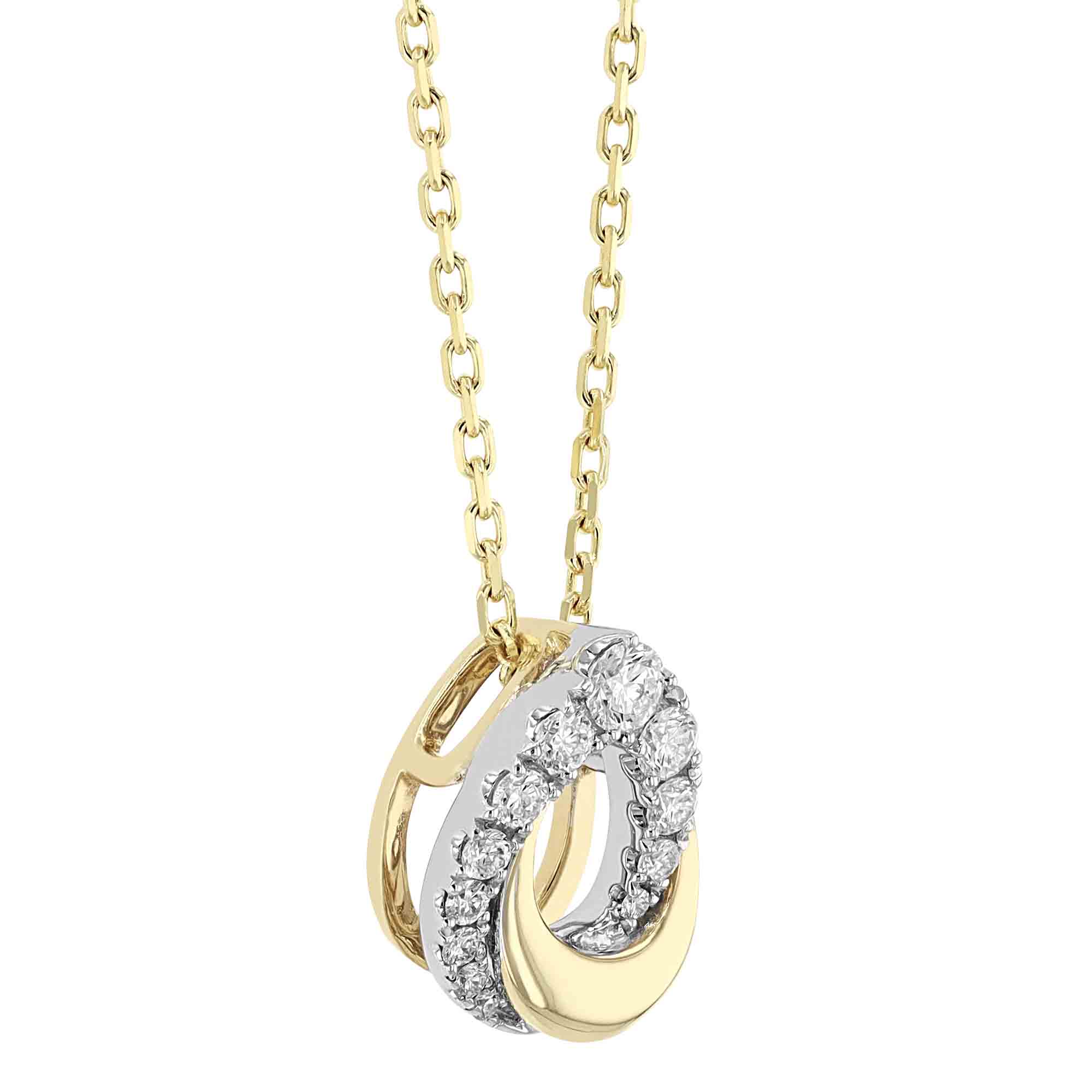 Frederic Sage Deco Diamond Pear Shaped Pendant in Two Tone, 18