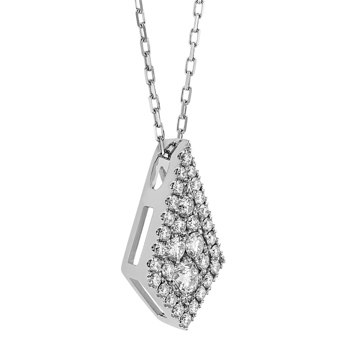 Frederic Sage Diamond Pavé Kite Shaped Pendant in White Gold, 18