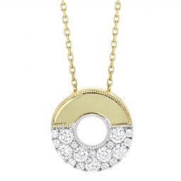 Image for Frederic Sage Diamond Half Pavé Open Circle Pendant in Two Tone, 18"