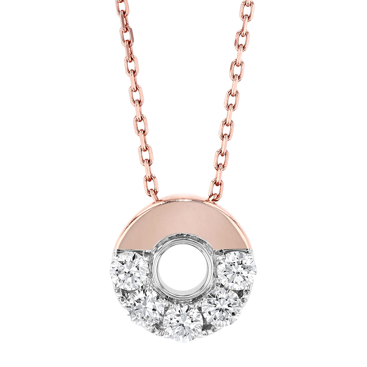 Frederic Sage Diamond Half Open Circle Pendant in Rose & White Gold, 18