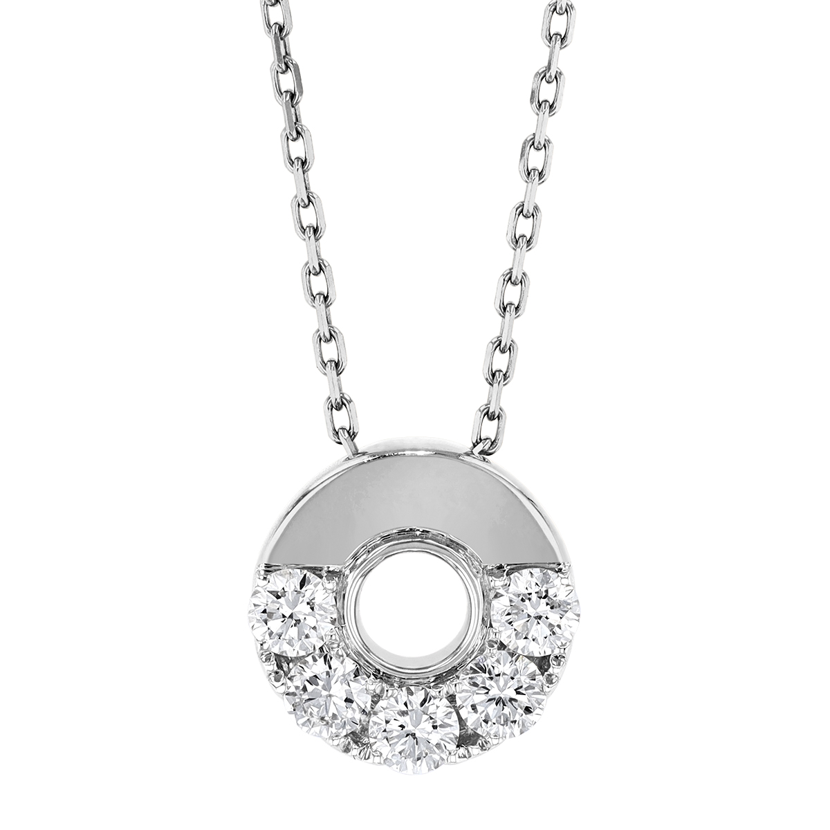Frederic Sage Diamond Half Open Circle Pendant in White Gold, 18