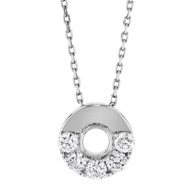Frederic Sage Diamond Half Open Circle Pendant in White Gold, 18"