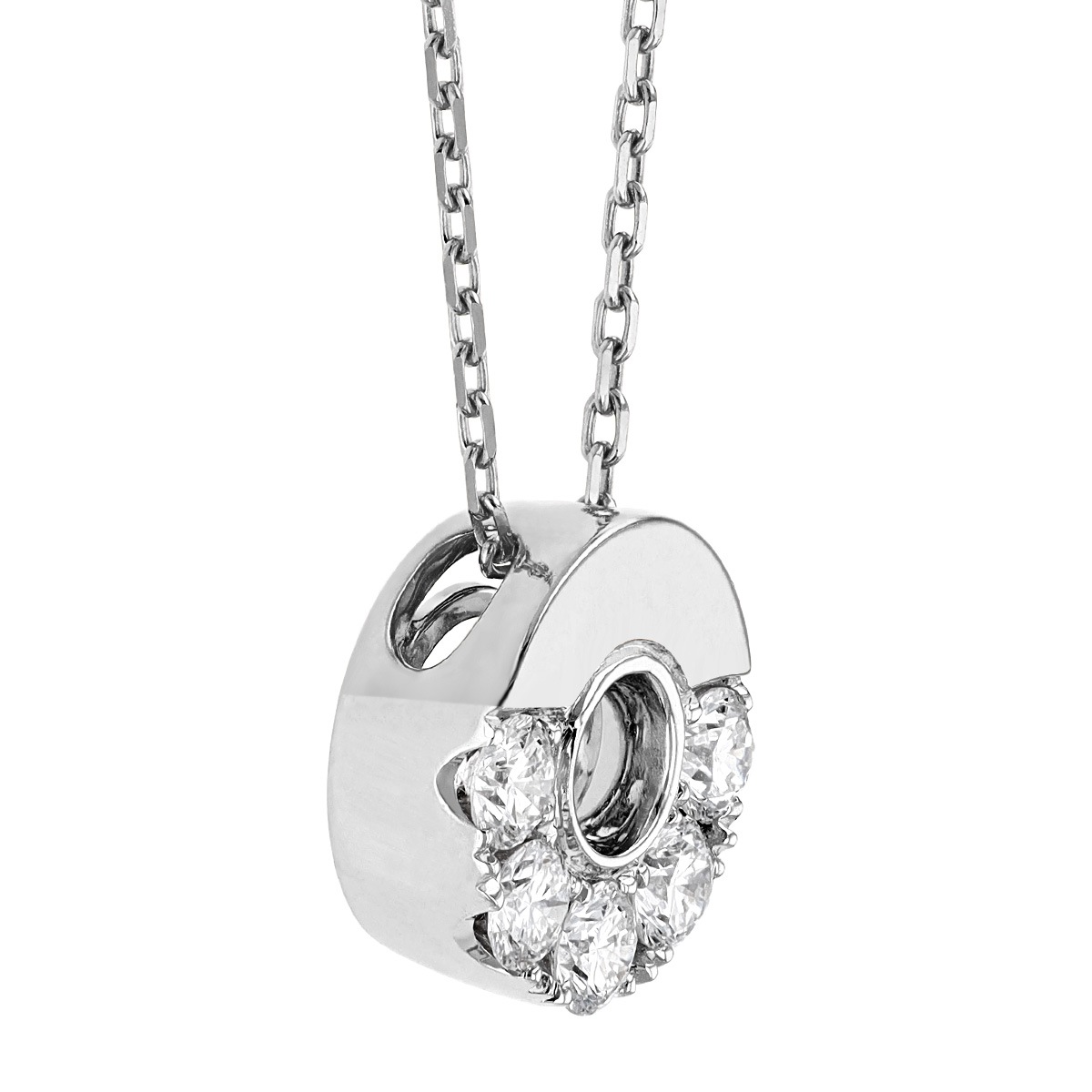 Frederic Sage Diamond Half Open Circle Pendant in White Gold, 18