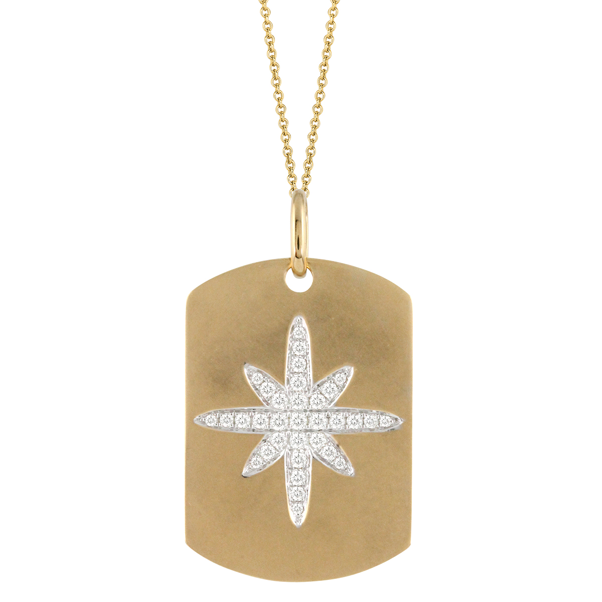 Doves Celestia Diamond Pavé Starburst Tag Pendant in Matte Yellow Gold, 18