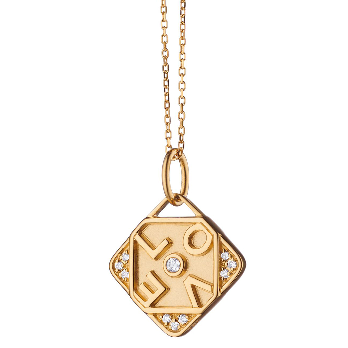 Monica Rich Kosann Diamond Mini Love Charm Pendant in Yellow Gold, 17
