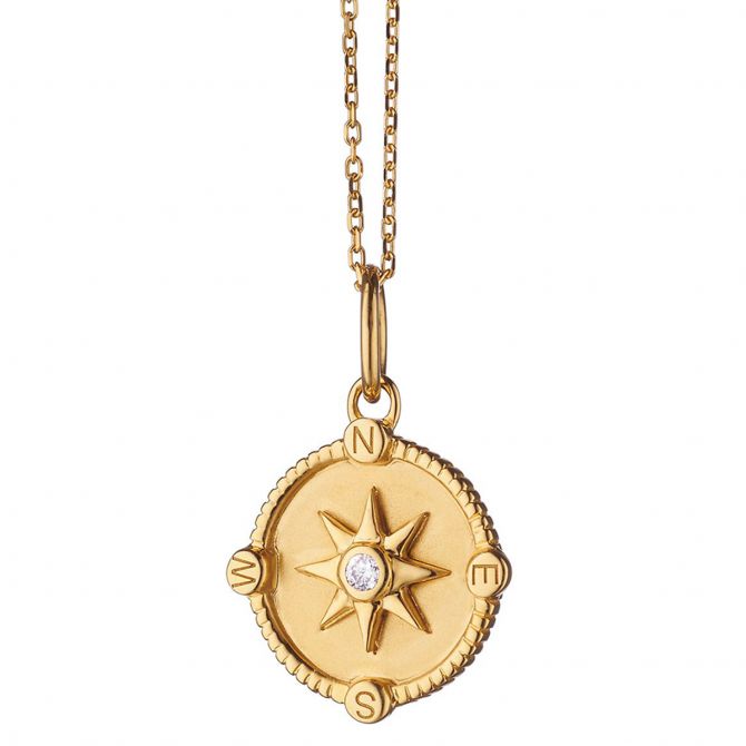 Monica Rich Kosann Mini Adventure Charm Pendant with Diamond in Yellow Gold