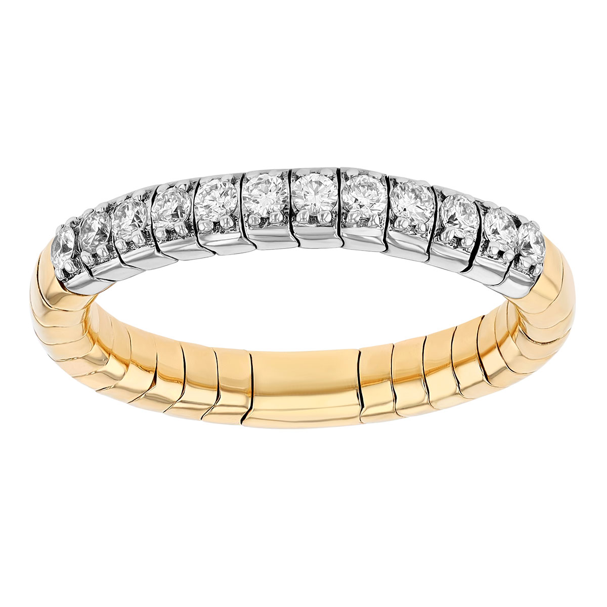 Diamond Stretch Ring in White & Yellow Gold