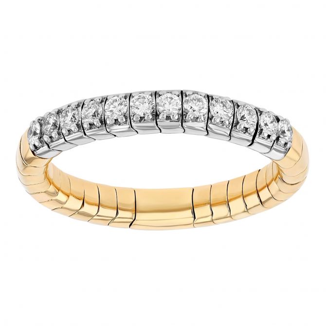Diamond Stretch Ring in White & Yellow Gold