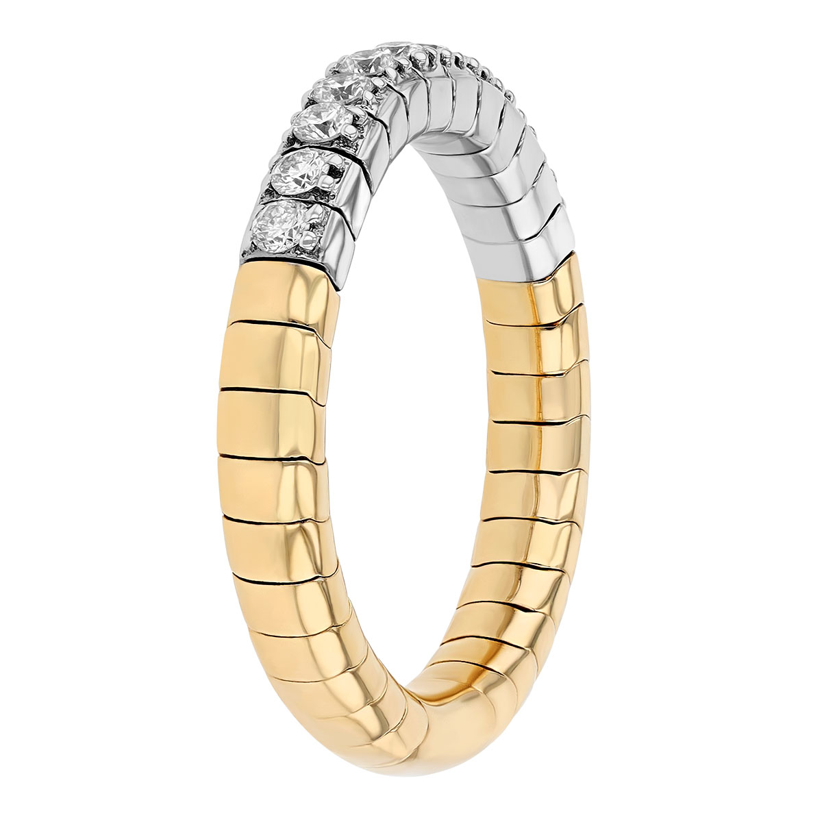 Diamond Stretch Ring in White & Yellow Gold