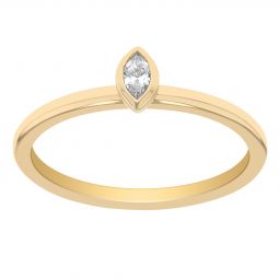 Image for Marquise Diamond Dainty Bezel Set Solitaire Ring in Yellow Gold