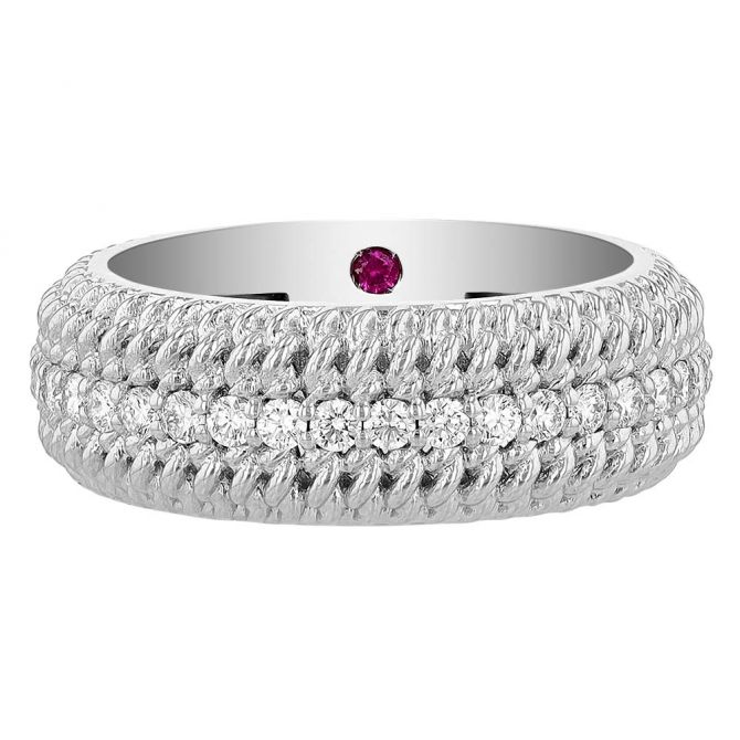 Roberto Coin Opera Diamond Textured Ring in White Gold