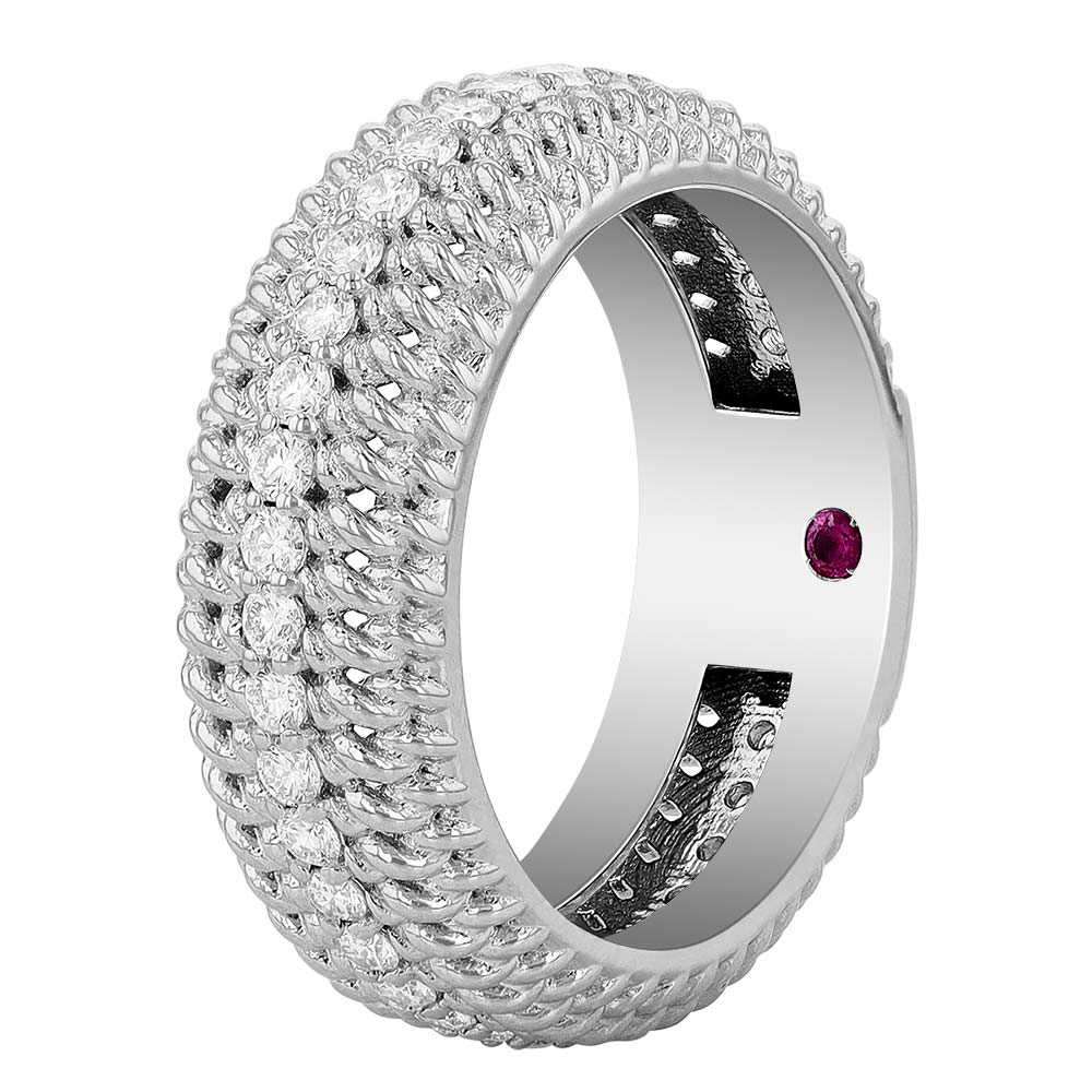 Roberto Coin Opera Diamond Textured Ring in White Gold