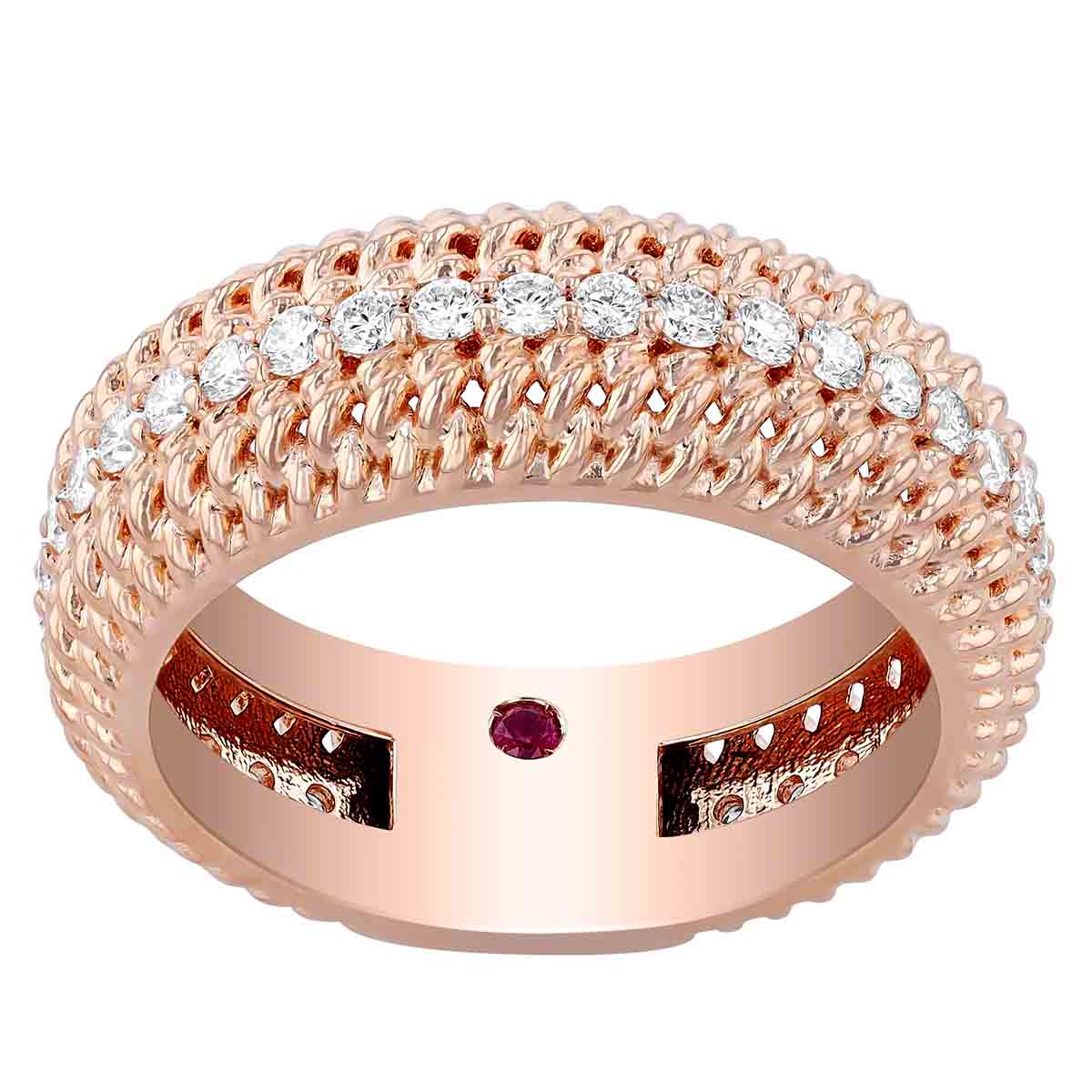 Roberto Coin Opera Diamond Textured Ring in Rose Gold
