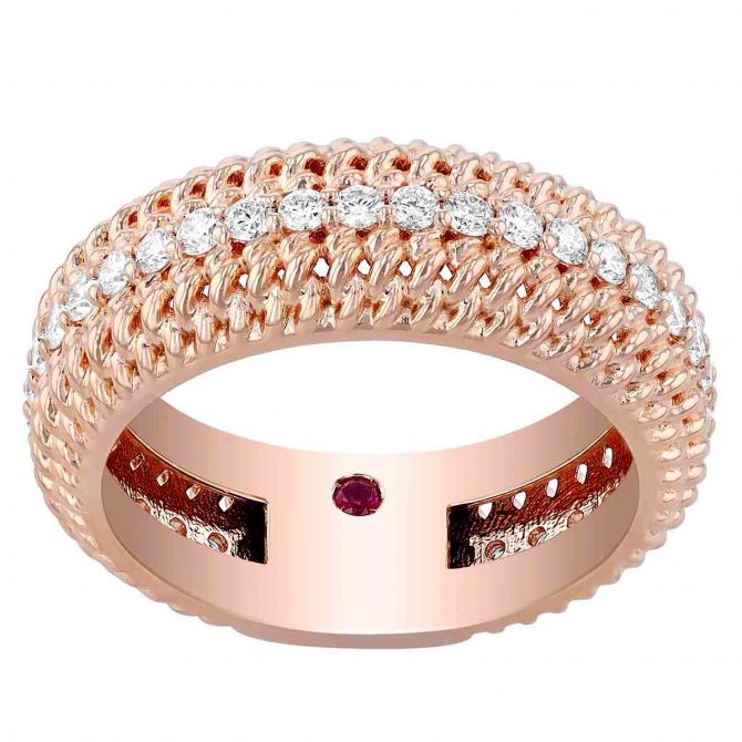 Roberto Coin Opera Diamond Textured Ring in Rose Gold