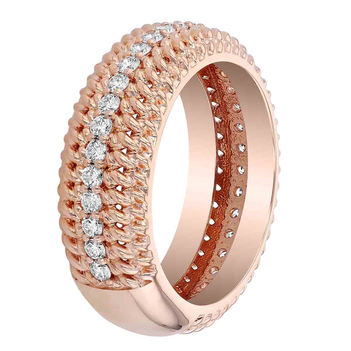 Roberto Coin Opera Diamond Textured Ring in Rose Gold