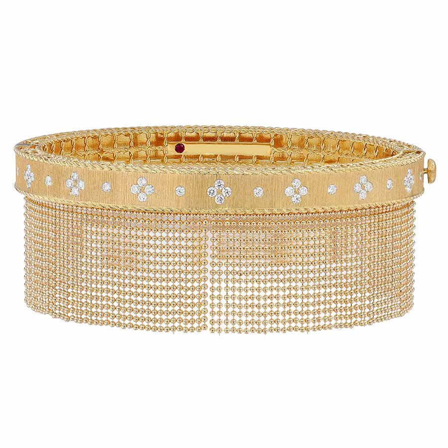 Roberto Coin Princess Diamond Tassel Bangle Bracelet in Yellow Gold