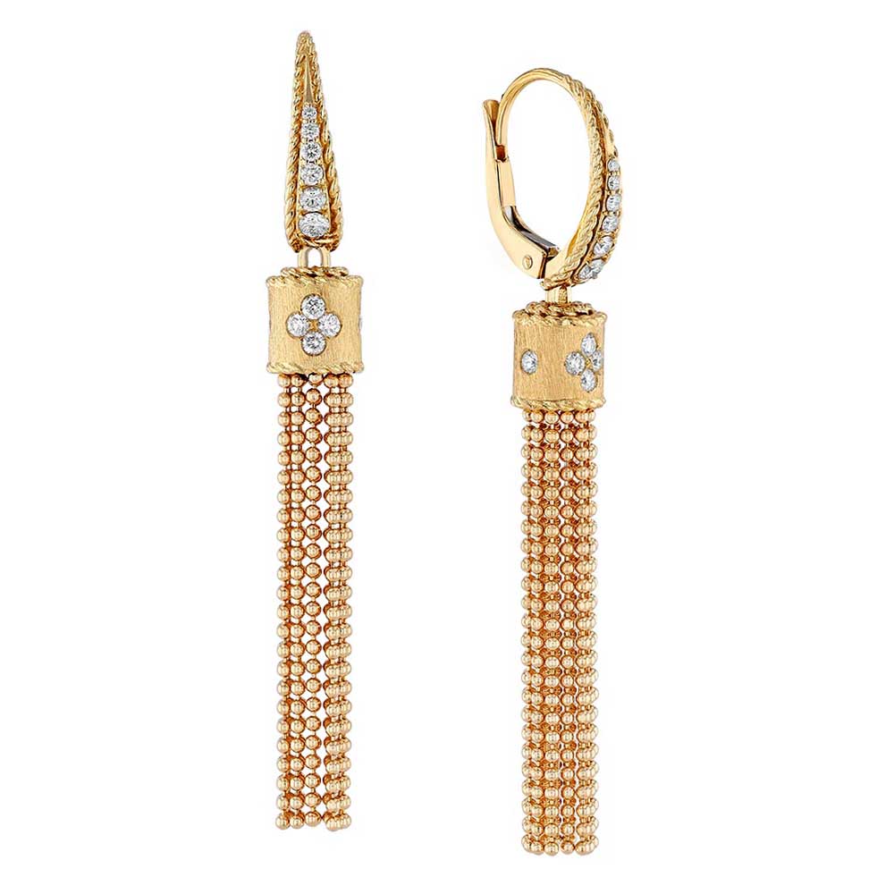 Roberto Coin Princess Diamond Tassel Drop Earrings in 18K Gold
