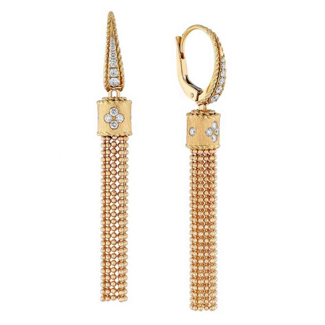 Roberto Coin Princess Diamond Tassel Drop Earrings in 18K Gold