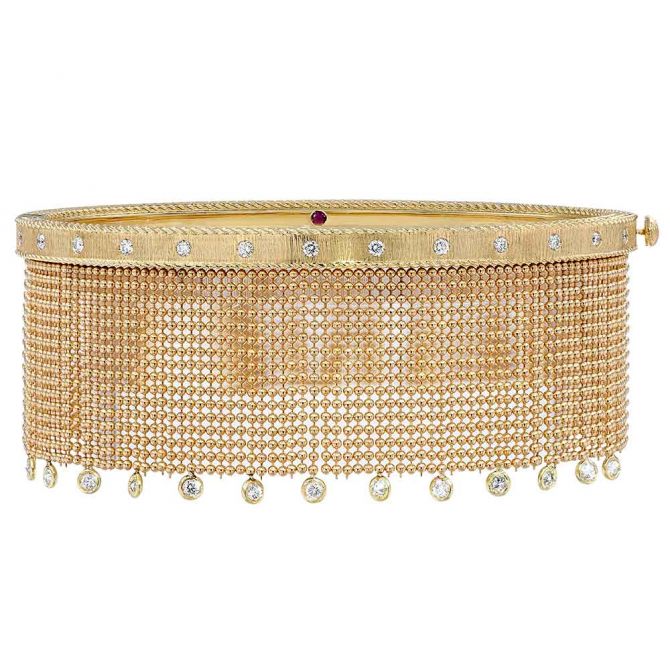 Roberto Coin Symphony Diamond Tassel Bangle Bracelet in Yellow Gold