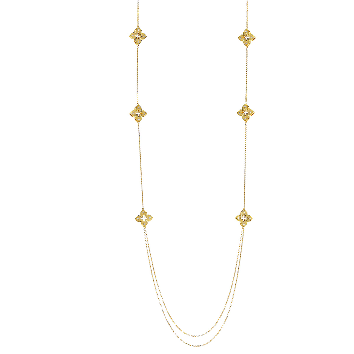 Roberto Coin Venetian Princess Yellow Gold Long Station Necklace with Diamonds, 34
