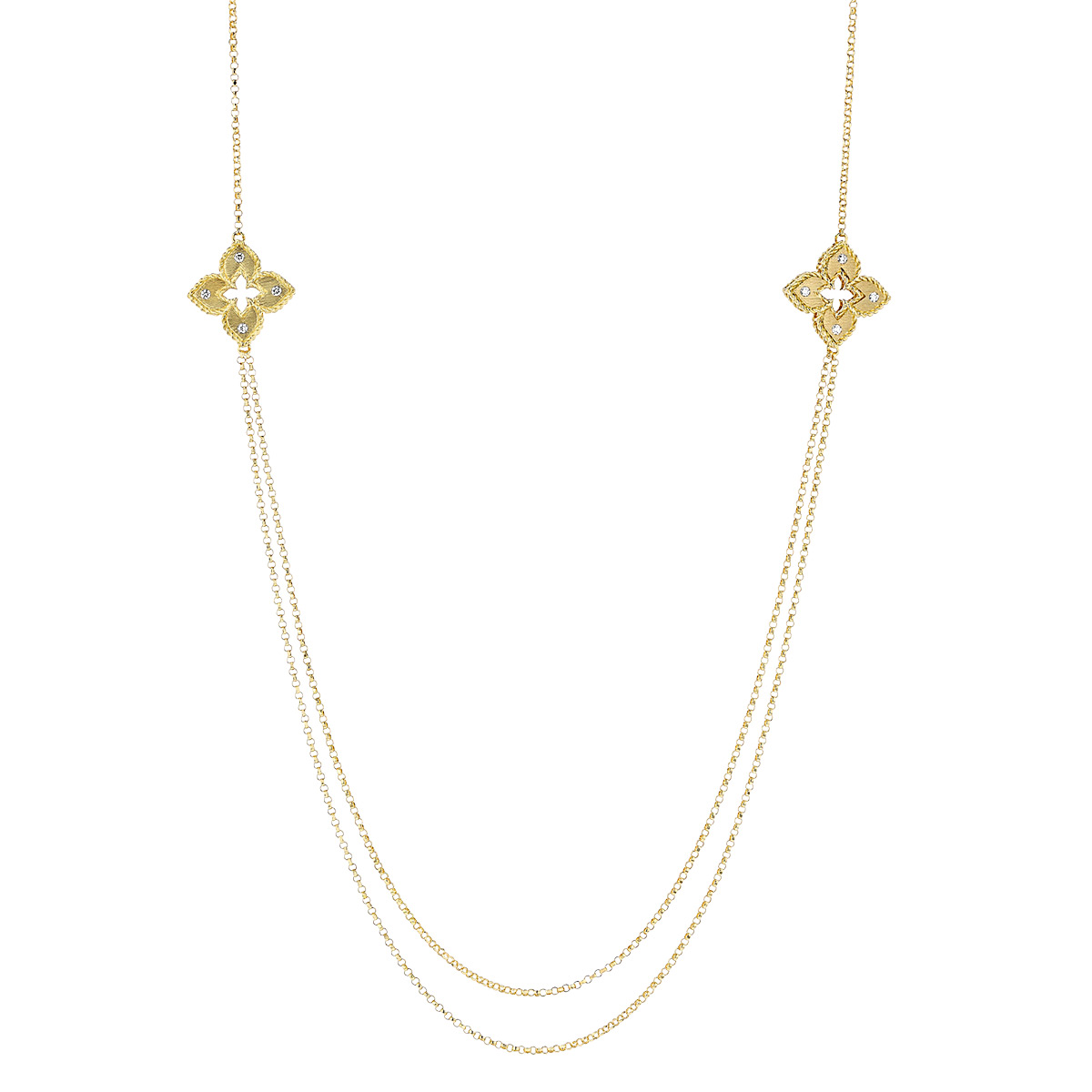 Roberto Coin Venetian Princess Yellow Gold Long Station Necklace with Diamonds, 34