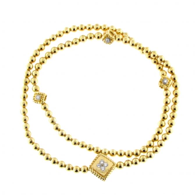 Roberto Coin Princess Diamond Double Wrap 4 Station Stretch Bracelet in Yellow Gold