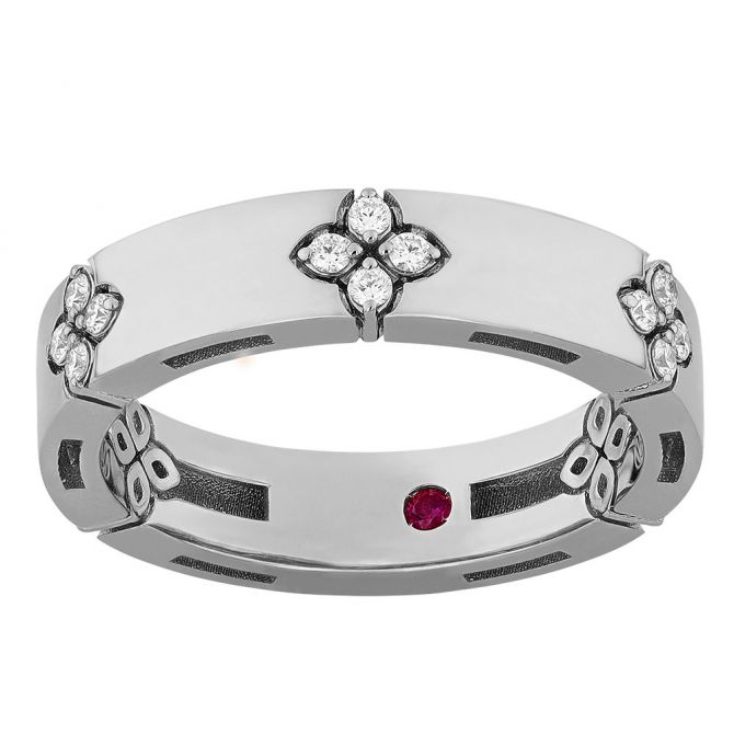 Roberto Coin Love in Verona Diamond Ring in White Gold, Slim Width, Size 9