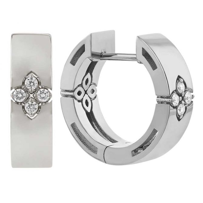 Roberto Coin Love in Verona 18K Gold Small Huggie Hoop Earrings with Diamonds