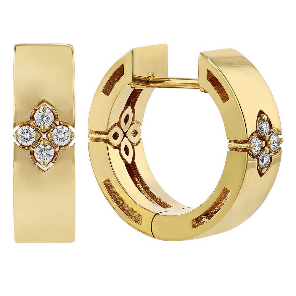 Roberto Coin 18 karat yellow gold Oro Classic faceted 38mm hoop earrin –  Congress Jewelers