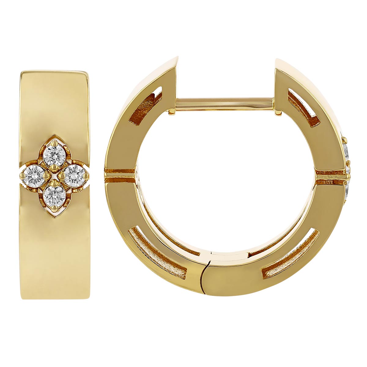 Roberto Coin Love in Verona 18K Gold Small Huggie Hoop Earrings with Diamonds