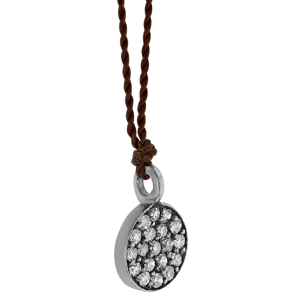 Margaret Solow Diamond Pavé Disc Cord Pendant in Sterling Silver & Black Rhodium, 16