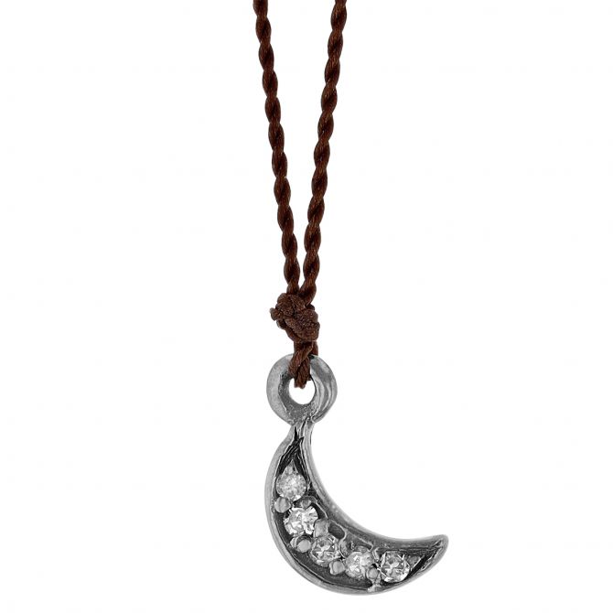 Margaret Solow Diamond Crescent Moon Pendant in Sterling Silver & Black Rhodium, 16"
