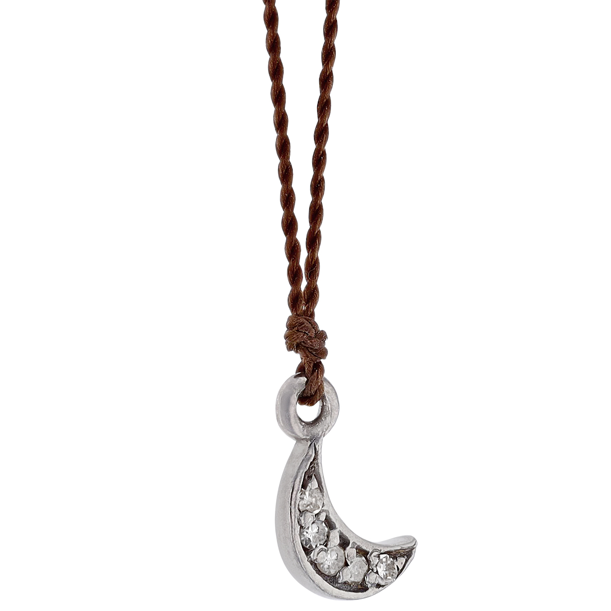 Margaret Solow Diamond Crescent Moon Pendant in Sterling Silver & Black Rhodium, 16